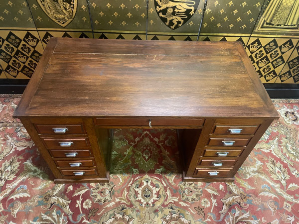 Administrative Oak Pedestal Desk