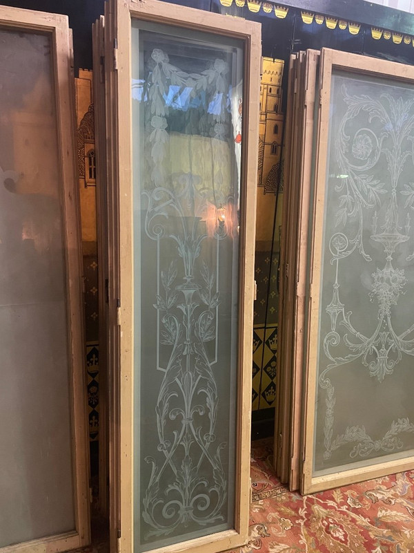 Set Of Acid Engraved Antique Windows