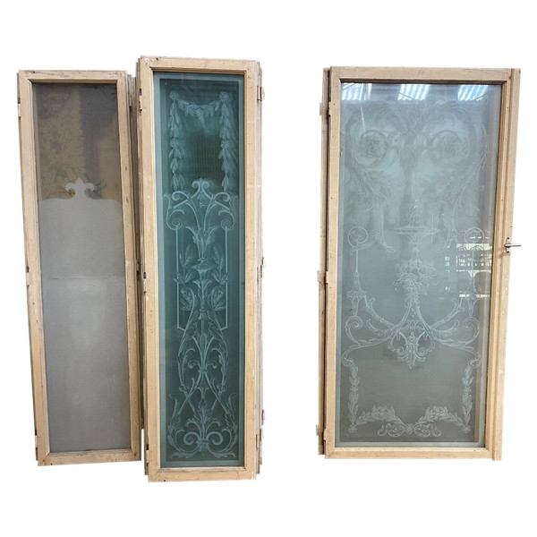 Set Of Acid Engraved Antique Windows