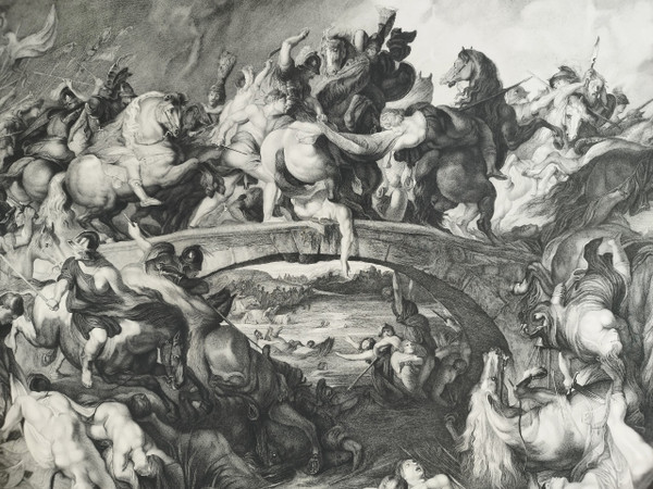 La Bataille Des Amazones Gravure d'Après Rubens Par Louis Greuse 