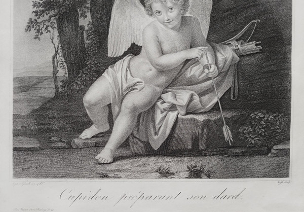 Etching Cupid Engraving By Weiss After Stephano Tofanelli 18th C Old Print