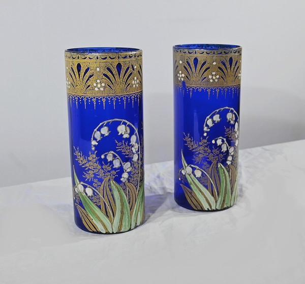 Pair of Legras Vases “Les Muguets”, Art Nouveau – Late 19th Century