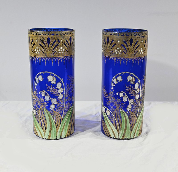 Pair of Legras Vases “Les Muguets”, Art Nouveau – Late 19th Century