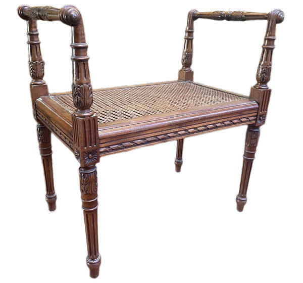 Louis XVI Style Cane Piano Bench Seat