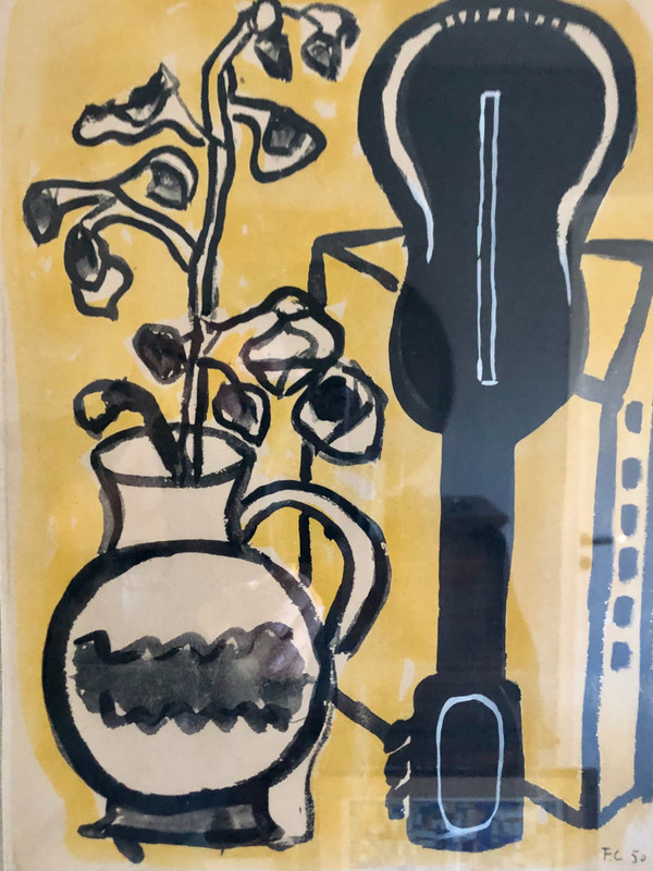 Fernand Leger 1881-1955 Lithograph "Guitar and vase of flowers" 1950