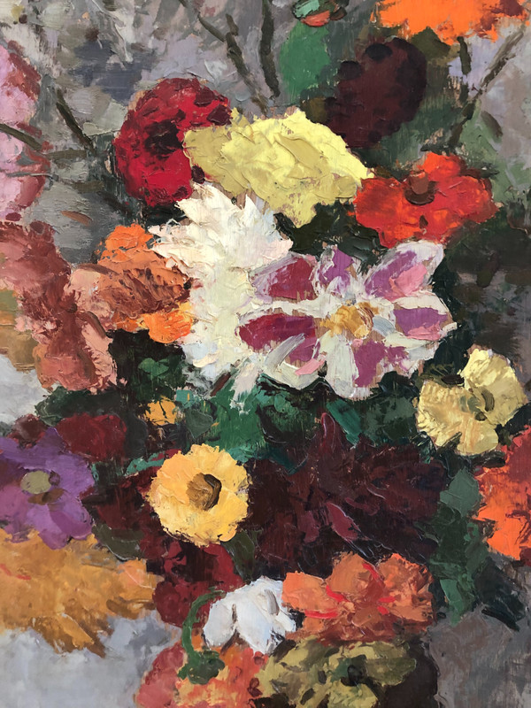 Frederic Deshayes Oil on panel Flowers