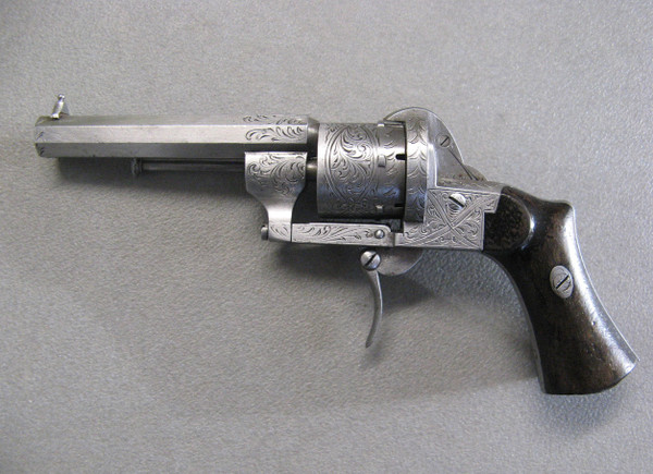 Gravierter Lefaucheux Pinfire Revolver Kaliber 7 mm.