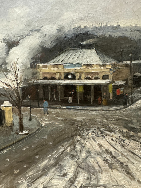 Ernest Lipinski (xix-xx) – Paris, belebter Bahnhof unter dem Schnee, 1890