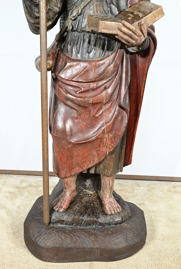 Important Sculpture of Saint James in Polychromed Oak – 18th Century