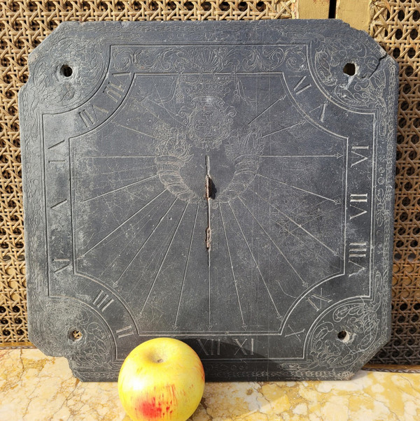 Slate Sundial, Decorated And Dated 1704