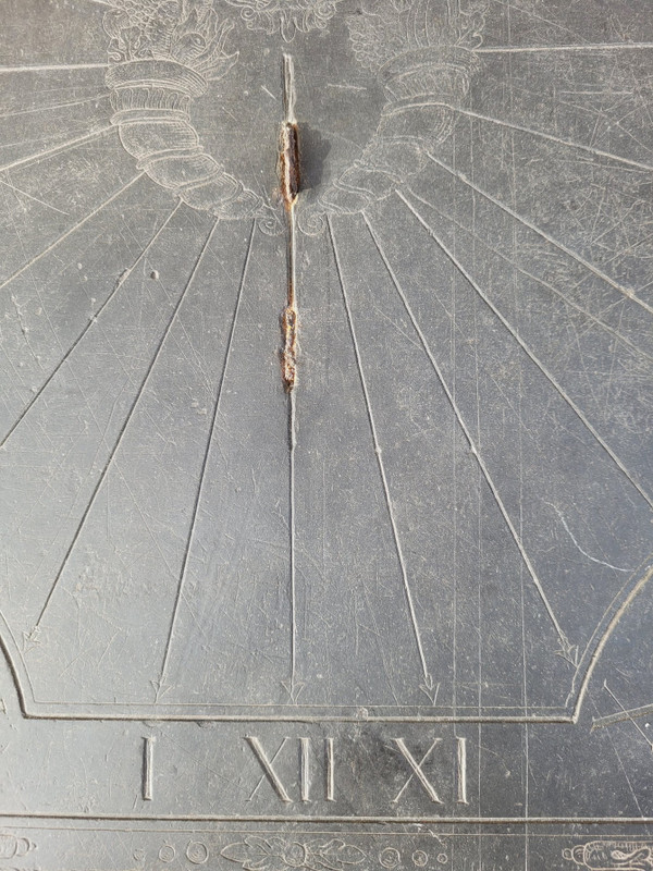 Slate Sundial, Decorated And Dated 1704