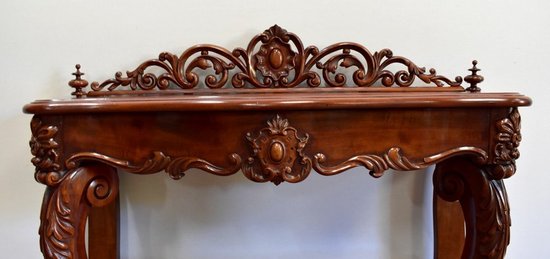  Serving Console in Solid Mahogany, Napoleon III Period - Mid 19th Century