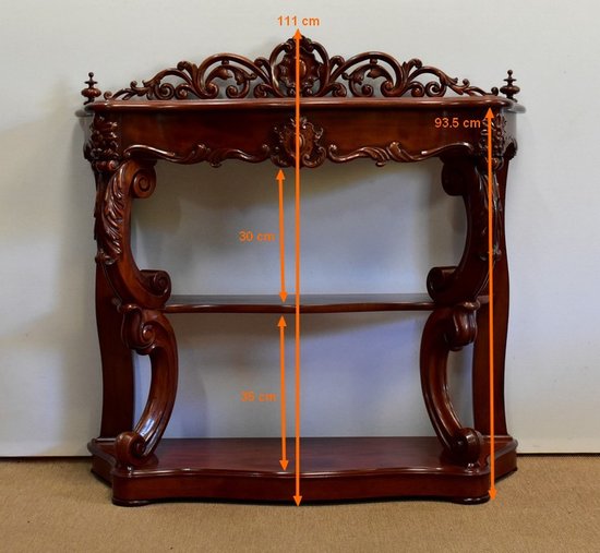  Serving Console in Solid Mahogany, Napoleon III Period - Mid 19th Century