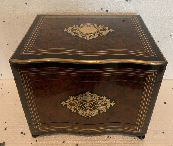 Complete Liqueur Cellar Boulle Napoleon III Box Marquetry Box XIX Century