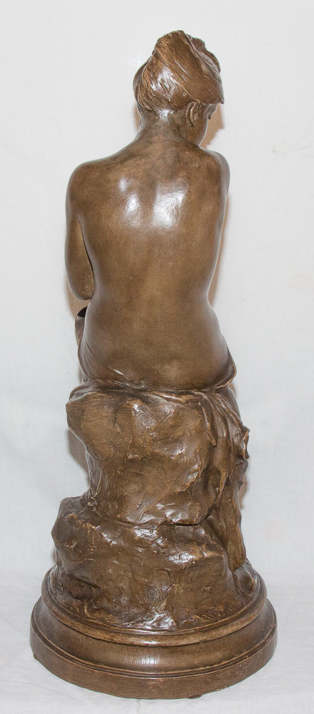 Terracotta Sculpture "the Bather" Signed Delaroche 1797-1856