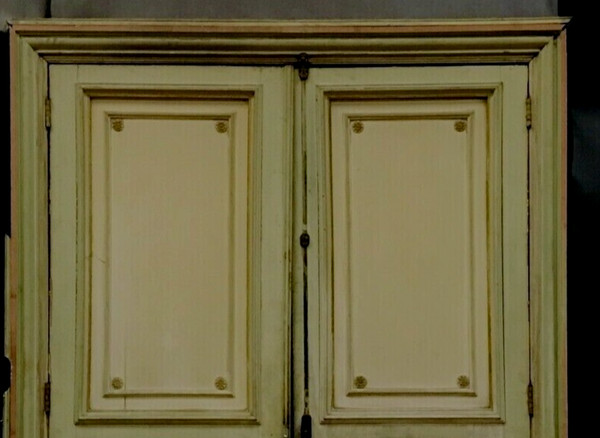 Double Haussmann passage doors in patinated solid wood 19th century