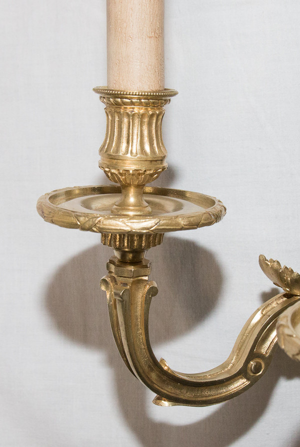 Paar Bronze Wandleuchten Louis XVI Stil Circa 1880