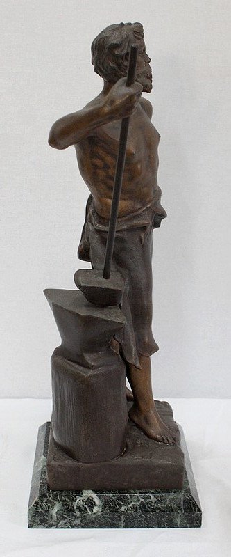 Bronze mit brauner und goldener Patina, "Le Travail", von Rousseau - Anfang des 20. Jahrhunderts