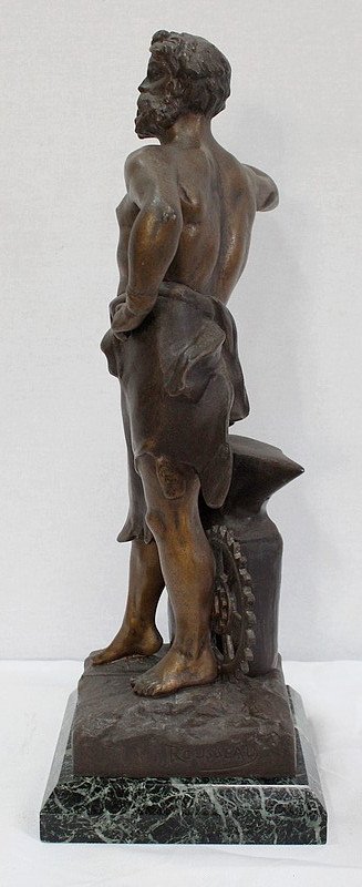 Bronze mit brauner und goldener Patina, "Le Travail", von Rousseau - Anfang des 20. Jahrhunderts