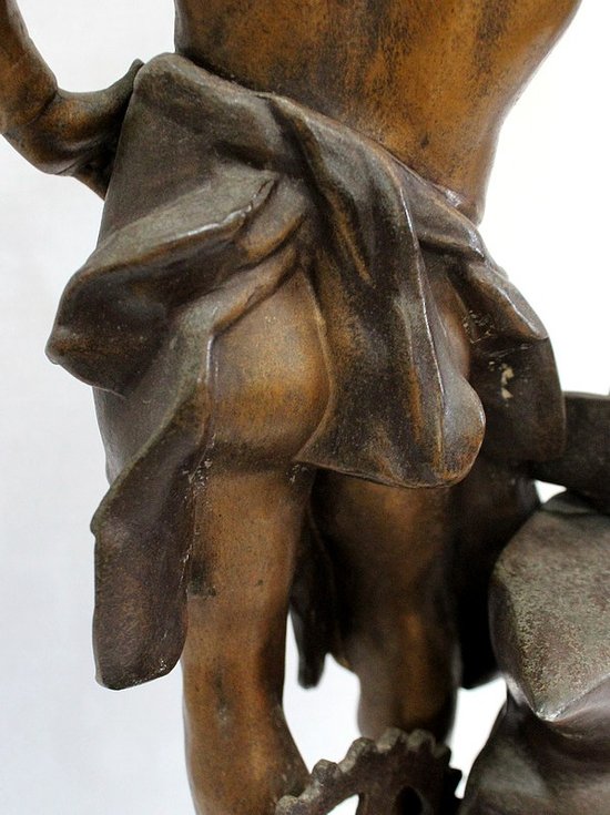 Bronze mit brauner und goldener Patina, "Le Travail", von Rousseau - Anfang des 20. Jahrhunderts