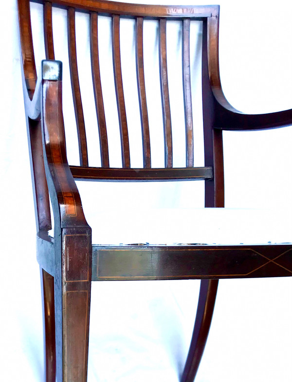 Mahogany inlaid desk armchairs XIXth century