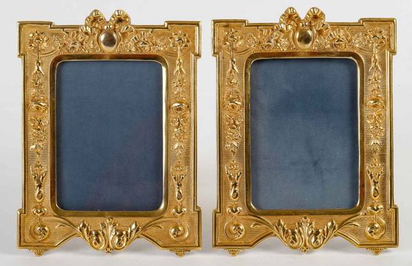 A pair of late 19th century gilt bronze picture frames