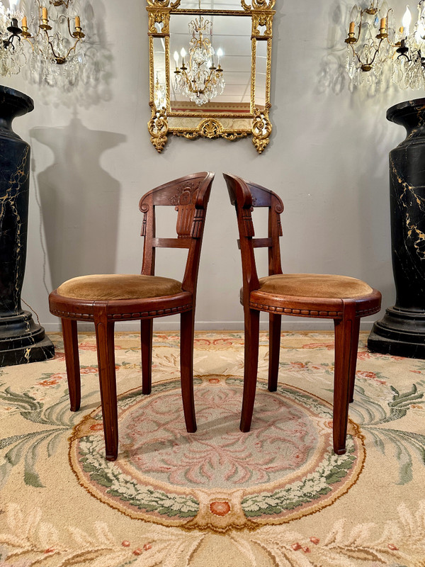 Süe Et Mare, Pair Of Art Deco Mahogany Chairs Circa 1920