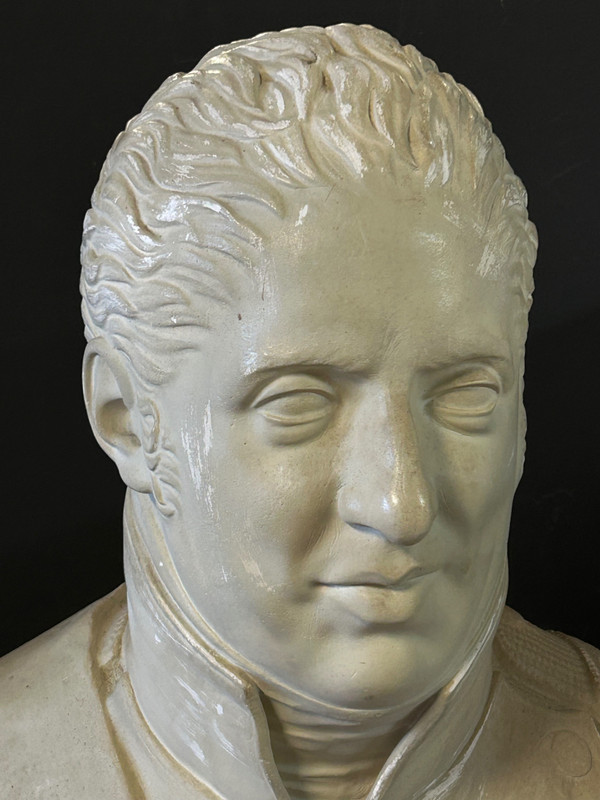 Large Plaster Bust Of Charles X In Military Uniform Late 19th Century