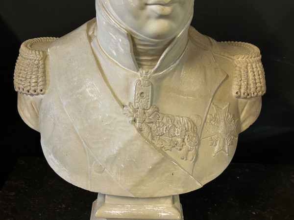 Large Plaster Bust Of Charles X In Military Uniform Late 19th Century