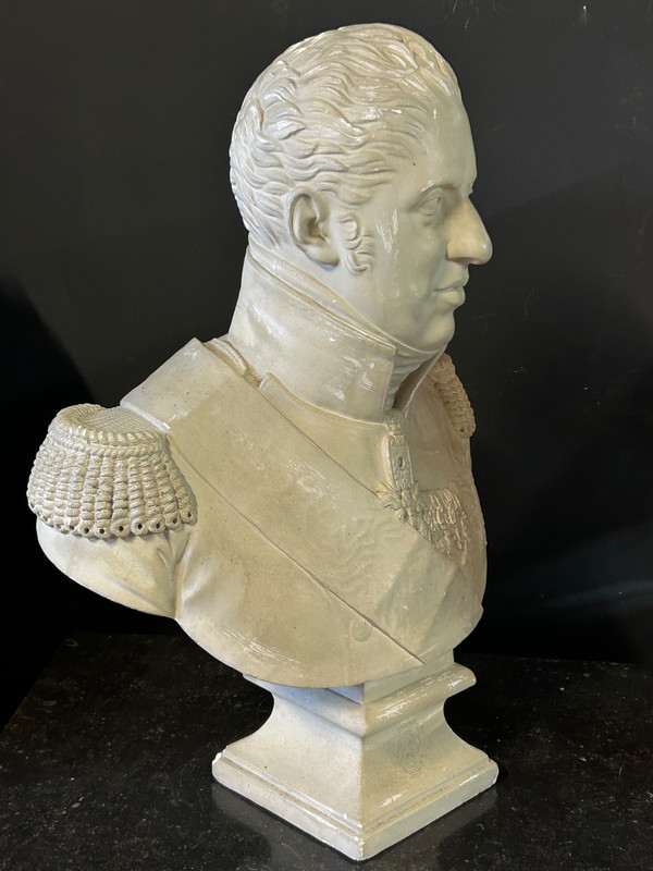 Large Plaster Bust Of Charles X In Military Uniform Late 19th Century