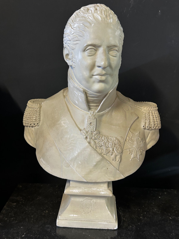 Large Plaster Bust Of Charles X In Military Uniform Late 19th Century