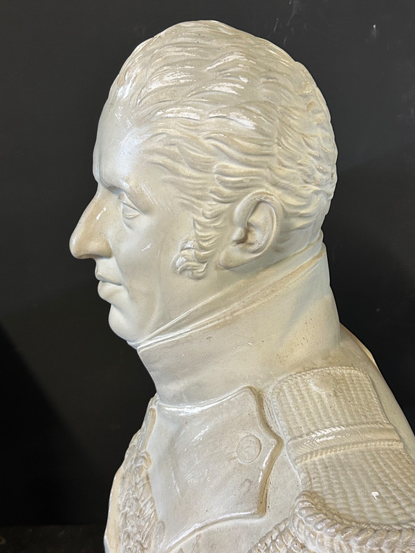 Large Plaster Bust Of Charles X In Military Uniform Late 19th Century