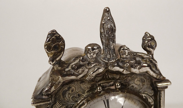 Miniature Dutch Silver Floor Clock Virgin Venus 19th century