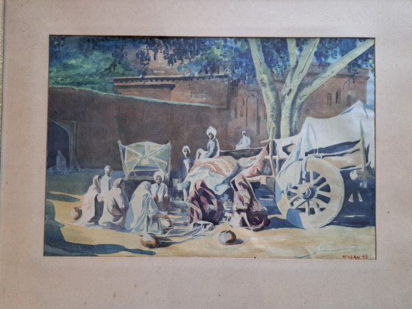 Mc Kean , North African Village Scene , Watercolor , 1949.