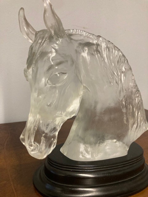 Horse head sculpture in Baccarat crystal signed De Lesseps Tauni 1976 only 240 examples