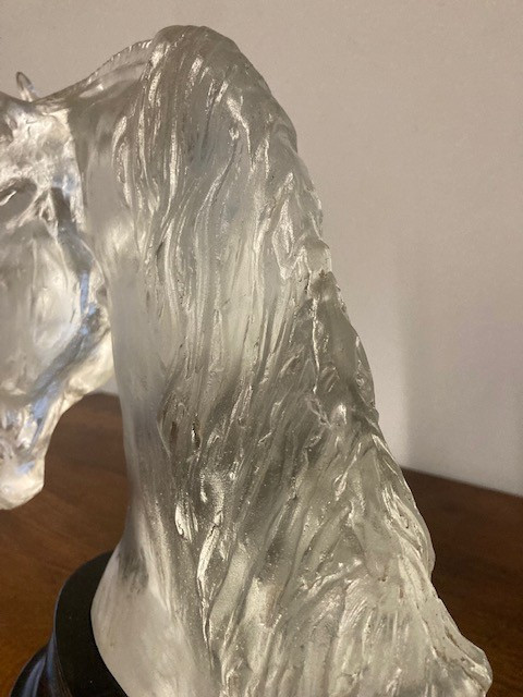 Horse head sculpture in Baccarat crystal signed De Lesseps Tauni 1976 only 240 examples