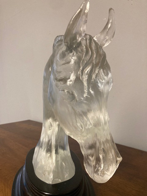 Horse head sculpture in Baccarat crystal signed De Lesseps Tauni 1976 only 240 examples