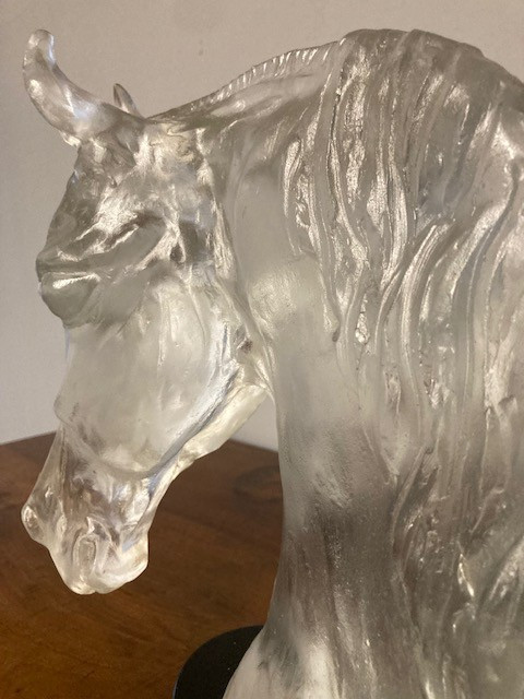 Horse head sculpture in Baccarat crystal signed De Lesseps Tauni 1976 only 240 examples