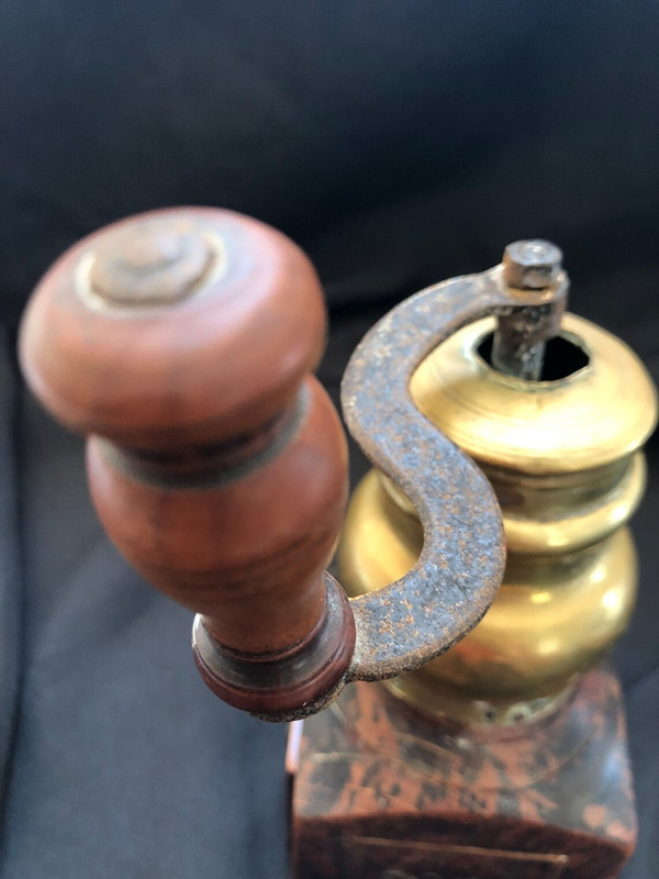 18th century Dutch coffee grinder with copper inlay circa 1750