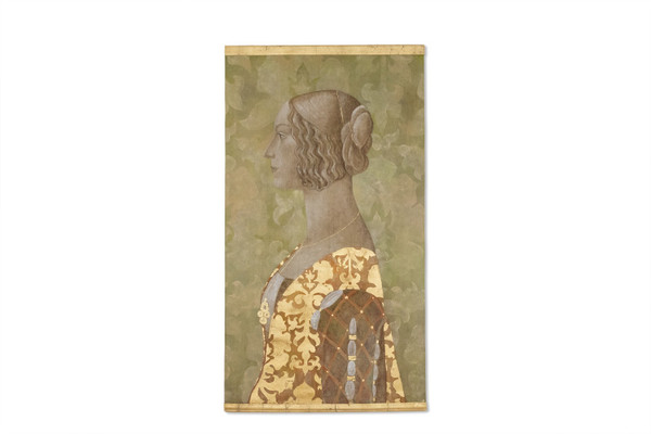 Painted canvas of a lady in Renaissance style. Contemporary work.