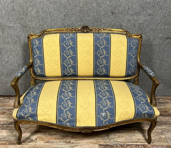 banquette de style louis XV en bois doré époque XXeme siècle