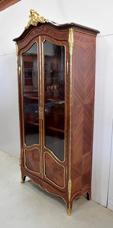  Mahogany and Rosewood Bookcase, Louis XV style, Napoleon III period - mid 19th century