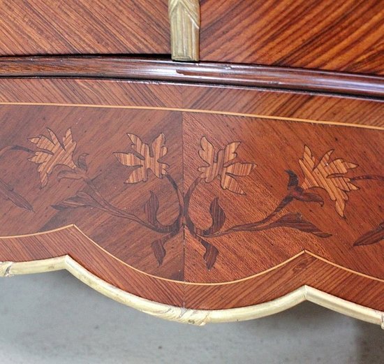  Mahogany and Rosewood Bookcase, Louis XV style, Napoleon III period - mid 19th century