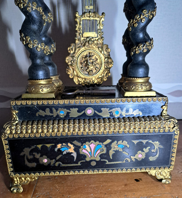 Vecchio orologio da portico Napoleone 3 con intarsio Boulle