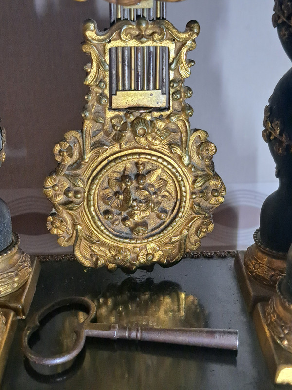 Vecchio orologio da portico Napoleone 3 con intarsio Boulle