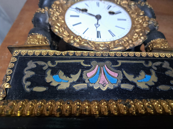 Vecchio orologio da portico Napoleone 3 con intarsio Boulle