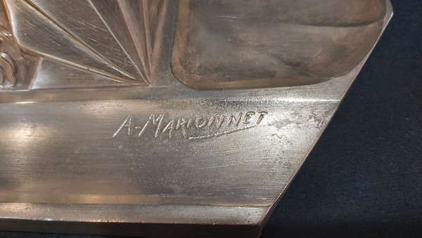 Bronze inkwell signed A. MARIONNET