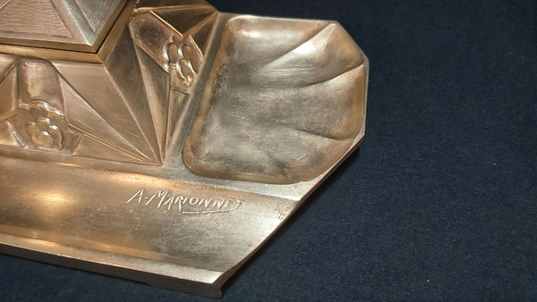 Bronze inkwell signed A. MARIONNET