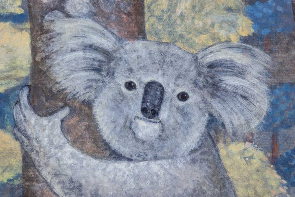 Painted canvas representing koalas. Contemporary work