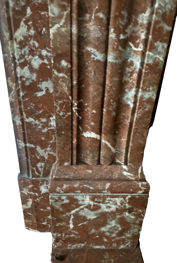 Louis XVI Style Fireplace In Speckled Red Marble 20th Century